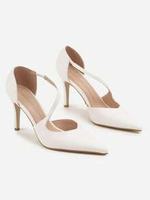 Fashionable Elegant Minimalist Pointed Toe High Heels - White - View 3
