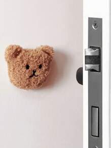 1pc Cute Bear Design Wall Protector, Soft Bumper Door Handle Collision Guard For Baby & Kids Room Decor, Bedroom