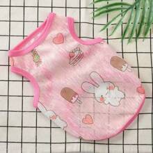 1 pieza Chaleco sin mangas con estampado de conejo, ropa y accesorio cómodo y transpirable para conejos, perros, gatos, hurones y otros animales pequeños