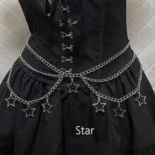 Punk Goth Steam Punk Five-Pointed Star Waist Chain, JK Accessory Skirt Chain, Subculture Waist Belt, Y2K Summer, School Fall, Autumn, Halloween