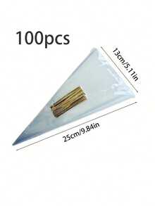 50/100pcs Clear Cone Shaped Cellophane Bags With Golden Twist Ties - Perfect For Packaging Popcorn, Candy, And Food Gifts - Reusable, Durable, And Easy To Use - Ideal For Small Business, Baking Shop, And Party Supplies - Multicolor - View 17