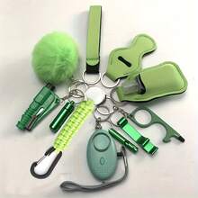 12 件/套女士防身安全钥匙扣带警报喇叭，户外露营口哨开瓶器，时尚配饰汽车配件包包饰品