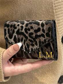 [Customized]Personalized Name All-Over Pattern Multi-Card Holder Women Trifold Wallet Leopard Print Gift For Women Wallet Purse Wallet Small Wallet - Multicolor - View 4