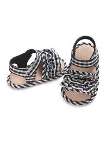 Infant Girls Cute Floral Pattern Summer Sandals, Soft Bottom Lightweight Prewalker Shoes - Black - View 5