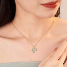 3pcs/Set Elegant 925 Silver Super Sparkly Four-Leaf Clover Necklace & Earrings Jewelry Set, Fashionable & Charming Fresh Style Gifts For Women, Suitable For Birthday, Wedding, Party - Four Leaf Clover - View 4