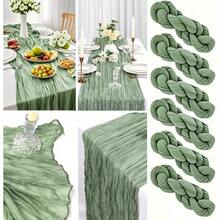 6 piezas Manteles de mesa de organza con diseño floral, 6 pies - Poliéster lavable, diseño floral elegante en el centro, adecuado para bodas, cumpleaños y fiestas, manteles para eventos | Manteles florales | Textura de organza, decoración de mesa