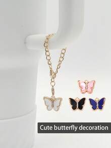 4 件/3 件硅胶螺旋纹理杯套，蝴蝶结吸管盖适合 10 毫米/0.39 英寸吸管，卡通可爱设计，防滑防摔降噪，兼容 、蝴蝶吊坠配件、运动水壶配件套装、生日礼物、返校用品 - 彩色 - 查看 5