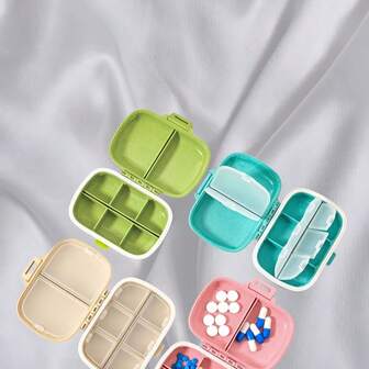 1个装防潮密封8格一周药丸分配便携式药盒小麦秸秆材质制药随身药盒