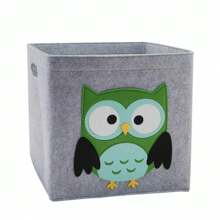 Cartoon Animal Pattern Foldable Felt Fabric Cube Storage Basket For Kids' Toys, Monkey Design