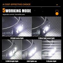 Hoofdlamp met 5-standensensor, snel opladen via Type-C, 1200 mAh, lange levensduur, handgolfsensor + COB-vullicht, geschikt voor nachtvissen, wandelen en hardlopen