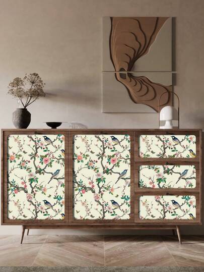 1Roll 1m/3m/5m Flower Bird Flowers St ing On Branches, Retro Home ation, Kitchen Cabinets, Tables Chairs, Room Backgrounds, Renovation, DIY, Waterproof, Stain Resistant, Easy To Clean, Self Adhesive, Peel Paste Wallpaper, Wand Stickers, Wallpaper Stickers view 5