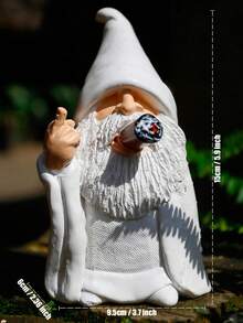 Funny Garden Gnome Statue,5.9in Naughty Mini Smoking Middle Finger Gnomes Statue For Fairy Garden,Indoor Or Outdoor Lawn Garden Christmas Decorations Housewarming Gifts - White - View 2