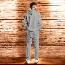 CONJUNTO CASUAL PARA HOMBRE 2 PIEZAS SUDADERA ESTAMPADA  CON CAPUCHA Y PANTALON JOGGER   (TYSON)HOT TRENDING BH - Gris Claro - Ver 2