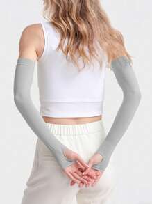 1 paire de manchettes de protection anti-UV unisexe, manches respirantes pour dames, gants de protection solaire pour l'extérieur, rétractables, parfaits pour l'été, s'assortissent à divers vêtements