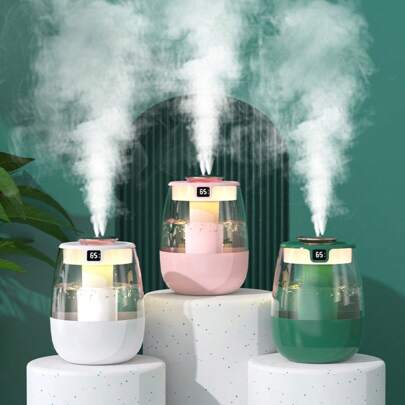 1pc Ultra Quiet Ultrasonic Humidifier & Aroma Diffuser With Mood Light, Large Capacity USB Portable Desktop Mist Maker, Suitable For Bedroom & Office, Dual Mist Design, Water Level Display, Button Control, 2.5L Water Tank, 300ml/Hr Max Mist Output