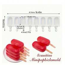 4/8 件椭圆形硅胶冰棒模具，适用于 DIY 冰淇淋、巧克力、夏季甜点，可重复使用冰棒模具，手工工具 - 彩色 - 查看 14