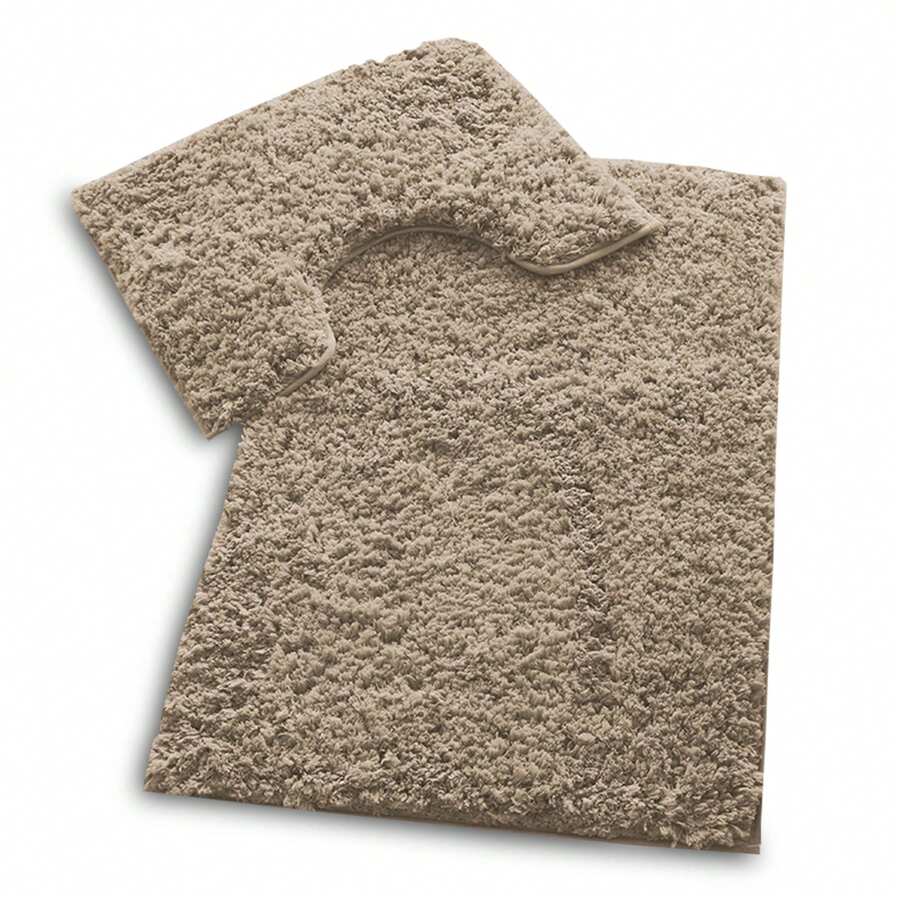 VELVETIO Bath Mat Set Zero Twist Soft Pedestal Mats Non Slip Toilet Bathroom Rug 2PC