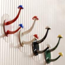 1pc Resin Material Mushroom Shaped Dark Color Wall Hook, Waterproof, No Drilling, Load Bearing, For Dorm, Bathroom, Kitchen, Entry Door