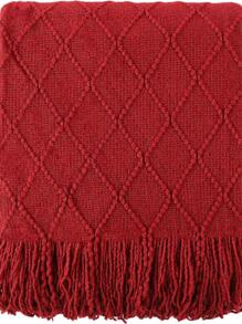 Red Cozy Throw Blanket, Suitable For Sofa, Bohemian Bed End, Living Room Decor, Ideal For Christmas And Everyday Use