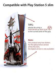 1pc Oriental Swordsman Ink Painting Pattern Style, Self-Adhesive, Scratch Resistant, Waterproof, Wear Resistant, Peel & Stick, Removable, Can Be Used For Decorating The PS5Slim Version Of The Console, It Is A Good Choice For Beautification, Remodeling, Refurbishment 15.74x10.23inch - Multicolor - View 4