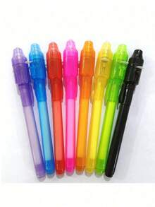 12/15pcs Random Color Invisible Ink Marker Pen With LED UV Light, Ballpoint Pen For Secret Message, Marker, Game, Drawing, Party Favor, Back To School - Multicolor - View 6