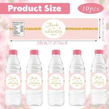 10pcs Pink Background Water Bottle Labels, Pink Background With Golden Text Blessing Pattern Gift Packaging Labels, Suitable For Decorating Beverages, Cans, Cups For Birthday, Shower, Engagement, Picnic Party, Wedding Water Bottle Labels, Gift Packaging Supplies, Gift Wrapping Labels
