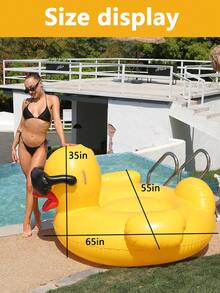 1pc Inflatable Large Yellow Duck Water Float, Adult Summer Pool And Beach Floating Device, Party Use, Perfect Summer Gift, Swimming Pool Raft Lounger, Multi-Functional Recliner For Adult Summer Vacation Fun And Relaxation, Beach Essentials, Beach Accessories - Yellow - View 3