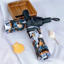 1pc Brown Puppy Printed Foldable PVC Umbrella, Suitable For Travel, Commuting, Windproof Waterproof, Photo Shooting, Art, Gift, Princess Style,Unisex,Multiple Colors Available Summer Cooling,Beach,Travel