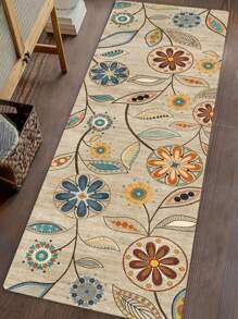 1pc [Best Seller] Bohemian Floral Pattern Living Room Carpet, Polyester Anti-Stain Mat, Machine Washable Durable Rug, Multiple Sizes - Ideal For Home Decor, Room Decoration, Living Room Carpet