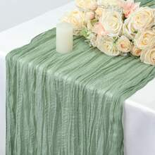 3pcs/Set Light Purple Cheese Cloth Table Runners 35x157 Inches Bohemian Sheer Lavender Cheese Cloth Rustic Transparent Tablecloth, Ideal For Wedding, Bridal Shower, Celebration, Birthday Party, Holiday, Banquet