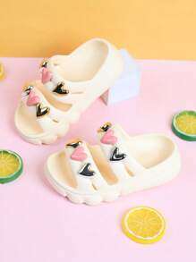 1 Pair Child/Toddler Girls' Triple Color Heart Decorative Non-Slip Breathable Sandals, Outdoor Slip-On Casual Beach Shoes For Summer