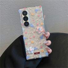 Cute Fresh Summer Floral Flower Wrinkle Transparent Phone Case Compatible With Samsung