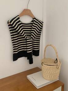 1pc Women Stripe Knitted Color-Block Versatile Lightweight Shawl, Fashion Spring/Summer Cover-Up - Multicolor - View 9