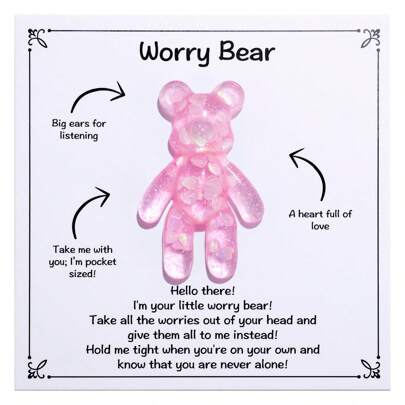 6pcs Pink Pocket Bear Hug Cards, Anxiety Relief Gifts,Mental Health Positivity Gift, Fidget Gift, Stress Relief Gift For Her, Comforting Gift For Mother's Day