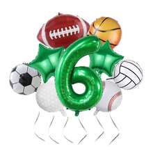 1 Set de globos de papel de aluminio con temática deportiva: fútbol, baloncesto, fútbol americano, golf, béisbol, voleibol. Decoración para fiesta de cumpleaños con temática deportiva