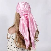 1pc Solid Color Satin 90cm Square Scarf, Minimalist & Versatile - Yellow - View 27