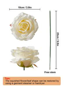 6 bông hoa hồng giả bằng lụa, kích thước 3,9 inch, bó hoa hồng giả, thích hợp cho đám cưới, vòng hoa, vật trang trí bàn tiệc, tiệc tùng, trang trí nhà cửa và nhà bếp. - màu vàng nhạt - Xem 2