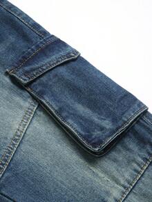 Jeans a gamba dritta con vestibilità rilassata e tasche laterali blu, stile retrò, design per adolescenti e giovani di stile europeo e americano