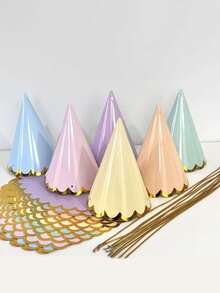10pcs/5pcs Set Pastel Party Hats, Birthday Party Cone Hats, Cute Cake Cone Birthday Paper Hats, Adorable Crowns, Adult Party Hat Assortment, Bridal Wedding Bachelorette Party Decorative Hats, Colorful Caps - Multicolor - View 8