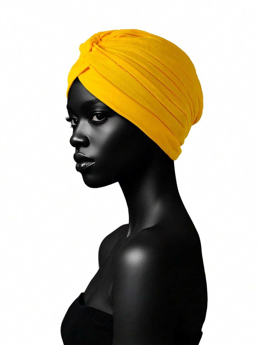 1件装女士纯色弹力扭结软帽，新款帽子，时尚百搭欧美头巾，弹力瑜伽头巾，头巾帽，中东风情睡帽 - 彩色 - 查看 1