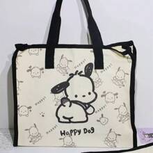 Sanrio Sac fourre-tout en canevas Pompompurin de Sanrio - Sac à bandoulière mignon et spacieux pour femmes, cabas solide pour les livres avec une sangle réglable pour l'école/l'université/les trajets | Fournitures scolaires essentielles kawaii, rentrée scolaire