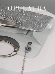 OpulAura 女士时尚闪亮水晶钻晚宴手拿包，奢华闪光鸡尾酒会手提包，适合正式礼服、派对、生日、婚礼