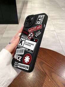 Funda de teléfono con gráfico de letra de eslogan negro, funda de teléfono con collage abstracto, avión, rayas y etiqueta gráfica negra, funda de teléfono con patrón de retazos vintage, funda de teléfono con protección de lente negra. Compatible con iPhone y Galaxy, funda de teléfono, funda compatible con iPhone 17 Pro Max, fundas, funda compatible con iPhone 13, funda compatible con iPhone 15, regalo de fiesta, versión internacional, no la versión nacional - Multicolor - Ver 4