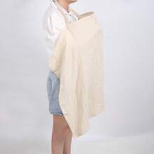 1pc Beige Nursing Cover Shawl, Breathable Breastfeeding Cover Ups, Anti-Exposure Feeding Cloth For Outings