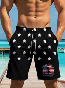 Men's Hawaiian Style 3D Print Casual Beach Shorts - Quick Dry, Drawstring Waistband, Perfect For Summer Outings