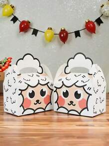 6pcs Eid Al-Adha Gift Box With Sheep Pattern, Meat, Dessert, Fruit, Cake Food Packaging Box, Animal Theme Party Gift Box