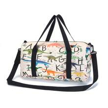 Bolsa de lona tipo bolso de gimnasio con diseño de dinosaurio para niños y niñas, ideal para bolsa de viaje, pernoctación, gimnasio, danza o como regalo