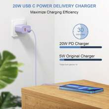 Adaptador de carga rápida de 20W con cable USB-C de 10 pies, compatible con iPhone 16/16 Pro/16 Pro Max/16 Plus/16 5/15 Pro Max y teléfonos Android, adecuado para carga múltiple de personas, carga de múltiples dispositivos, necesidades de carga en el hogar y cargador de escritorio de oficina