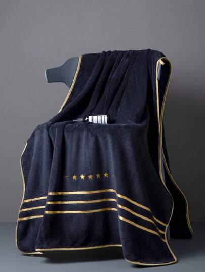 1 pieza Toalla de baño rectangular extra grande de 86*170cm de fibra de poliéster de unicolor minimalista con patrón de estrella bordado O 1 pieza Toalla de mano de 34*75cm, unisex para uso doméstico, absorbente, de secado rápido y suave, adecuada para baño, hotel, gimnasio, viajes al aire libre, fiestas, regalos de vacaciones, playa, salón, decoración de baño, decoración de otoño, vuelta al colegio para salón de belleza, hogar, baño, ducha, toallas para salón de belleza, hotel, deportes, artículos esenciales para el hogar, toalla, cuidado de la piel