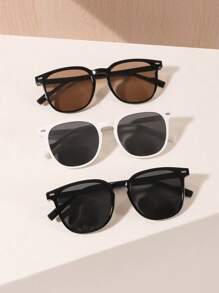 1/2/3 piezas Gafas de mujer con montura cuadrada casual de acrílico de moda en color negro, adecuadas para vacaciones, salidas y atuendos diarios, también para verano, playa, al aire libre y viajes